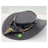 Leather Outback Style Hat. Sz L