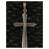 14k White Gold Cross Pendant, Tw 1.1g, Sz 1in Tall