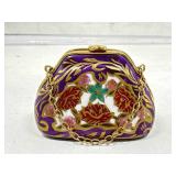 Limoges France Purse Porcelain Hinged Trinket Box