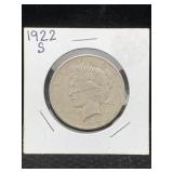 1922 S Silver Peace Dollar