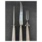 Vtg Sterling Silver Handle Carver Set, Tw 486g