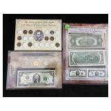 Us $2 Dollar Bills, Pennies & More Fv $7
