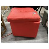 Red Square stool w/storage, 14x14x14in