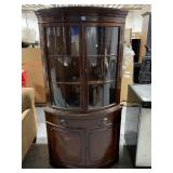 Drexel furniture Wood corner display cabinet.