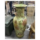 Large Green. Flower theme Ceramic Vase, 3ft tall