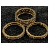 3 Sterling Silver Rings W/cz Stones, Tw 10.2g, Sz