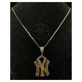 Sterling New York Yankees Pendant & Chain, Tw 12g,