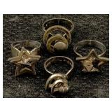 Sterling Silver Rings, Tw 25.6g, Sz 6.25, 7, 5 & 4