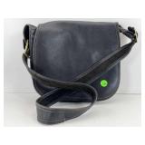 Vtg Black Leather Saddlebag Style Shoulder Bag