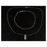 Sterling Necklace & Bracelet, Tw 8.6g, Sz 19in &