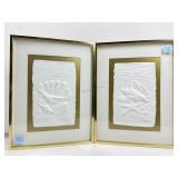 2 Signed Cast Paper Mache Seashell Art Works.