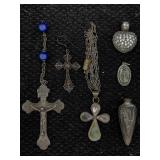 Sterling Silver Pendants W/cross & More, Tw 24g