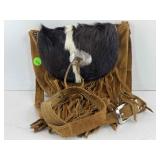 Fringed Suede & Cowhide Boho Crossbody Bag. Back