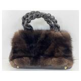 Paola By P.dL Italian Made Mink & Leather Handbag