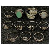 Sterling Silver Rings, Tw 17.6g, Sz 6, 8, 3.75,