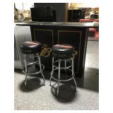 Bar cabinet and 2 barstools.