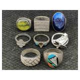Sterling Silver Rings, Tw 51g, Sz 6.5, 7.5, 10.75