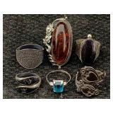 Sterling Silver Rings W/stones, Tw 26.4g, Sz 6.5,