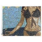 Scrabble Tile Mosaic Art On Board. Unframed