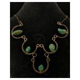 Sterling Silver Necklace W/turquoise, Tw 33.1g,