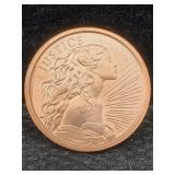 1 Avdp Ounce .999 Pure Copper Round