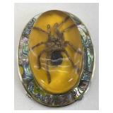 Tarantula Encased Belt Buckle w/ Abalone Shell