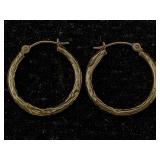 14k Gold Earrings Hoops - Hollow - Tw .7g