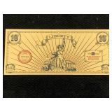 24k Gold Liberty 10th Of Gram Gold Note W/coa