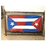 Puerto RICO & Cuban Flag Painting On Felt. Custom