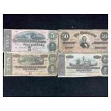 4 Confederate Richmond Va. Currency Bills $5, $10,