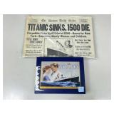 Vtg Titanic Sinks newspaper article & Titanic
