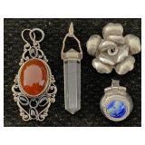 Sterling Silver Pendants W/stones, Tw 25.4g,