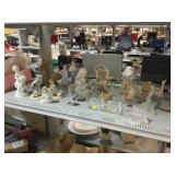 Porcelain figurines, home decor and glassware