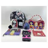 Sequin mini backpack, tin tote box, Disney zip