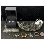 Metal Tiara W/earrings & More Jewelry