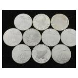 10 - 1 Oz .999 Silver Rounds
