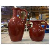 2 decorative glazed pottery vessels. Larger