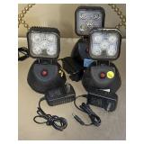 3 portable LED work lights.