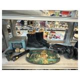 Hunter Rubber boots, shooting range headphones,