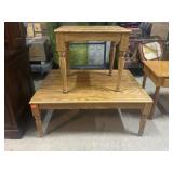 Wood side table & coffee table, 40in long largest