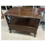 Wood side table, 27in long