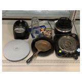 Cast iron pans, blender bases, electric stove