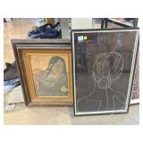 2 framed portraits wall art. Largest approx