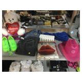 Lip bean bag, light up cowboy hat, umbrella,