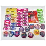 Akaline batteries & button pins, asstd