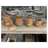 4 vtg ceramic canisters with lids. Mushroom