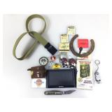 GI Joe keychain, Scouts belt, matchbooks and more