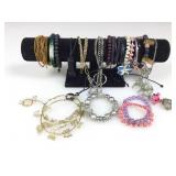 Jewelry display with contents. Costume jewelry