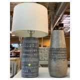 Decorative lamp and vase.