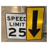 2 reflective traffic signs.